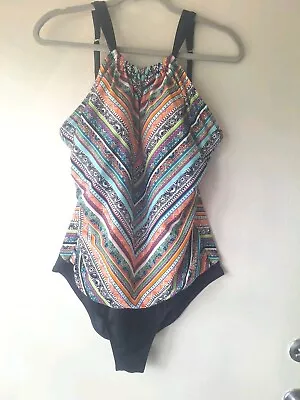 Jantzen Maternity One Piece Bathing Suit Chevron Print Blouson Style Size 18 • $19.99