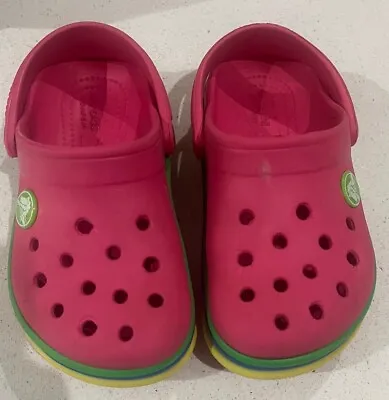 Pink CROCS With Rainbow Detail C9 Infant • £7.50