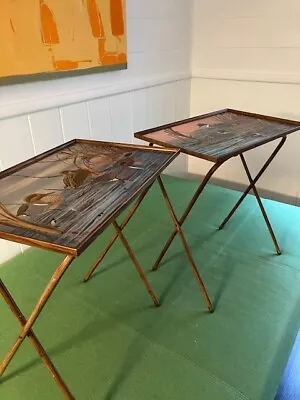 Vintage J MacLeod Folding TV Snack Tray Tables - Duck Fowl Art - Set Of Two (2) • $115