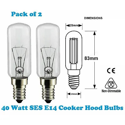 2 X Rangemaster Cooker Hood Extractor 40W Lamp Bulb E14 230/240V • £5.63