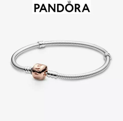 100% Genuine Authentic Pandora Rose Gold Barrel Moments Bracelet 580702-18 18cm. • £59.99