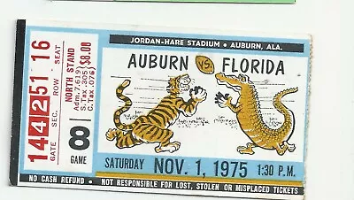 1975 Auburn Vs Florida Original Football Ticket Stub • $7.99