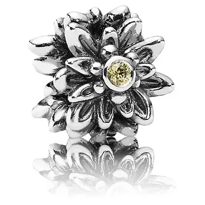 Pandora Sterling Silver Edelweiss Flower Bead With Yellow Zirconia - 791176CZY • $59.99