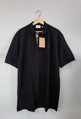 NEW Burberry London England Men Short Sleeve 3XL Polo Embroidered Black Shirt • $115