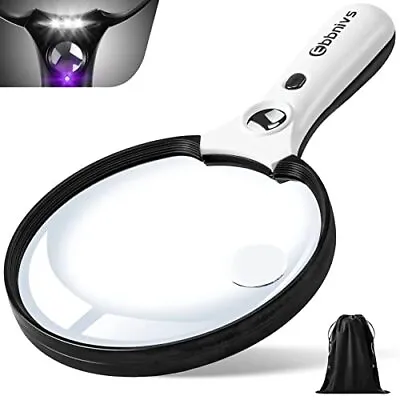 Large Magnifying Glass With Light 10X 20X 45X Handheld 3 LED Black • $38.76