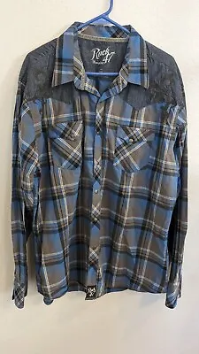 Wrangler Shirt Mens 2XL Rock 47 Pearl Snap Cowboy Western Button Up • $18.89