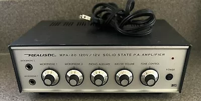 Realistic MPA-20 Solid State 120V / 12V PA Amplifier Working • $9.99