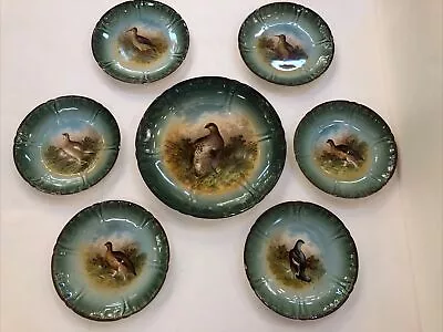 RARE Vintage Bonn Franzant Mehlem Germany  Bird Water Fowl  Platter 6 Plates Set • £67.51