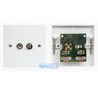 White Coax Female Tv Aerial & Satellite F Screw Type Face Wall Plate  Socket Sky • £6.35