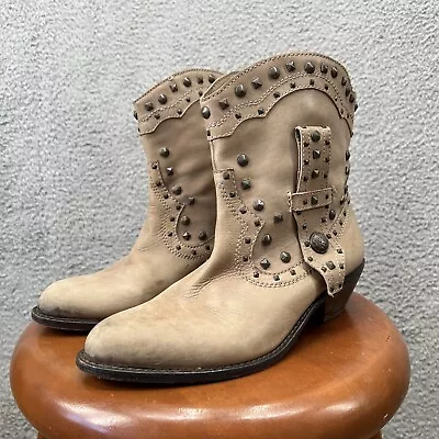Vince Camuto Tan Ankle Boots Studded Cowboy Cowgirl Booties Size 10 Boho • $29.88