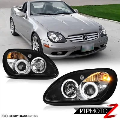 Pair LH+RH Dual Halo Projector Black Headlight Lamps For 98-04 R170 SLK M-BENZ • $216.95