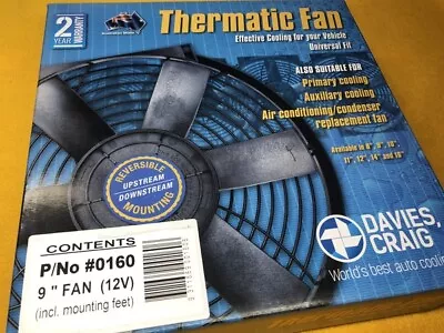 Davies Craig 0160 9  12V Radiator Thermo Fan Push Or Pull Electric 3 Yr Wty • $87.66