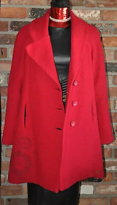 $79.99 • Buy SOLD OUT Desigual Athan 58E29Q3 RED Embroidered PeaCoat Jacket Coat Sz44