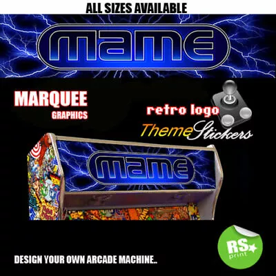 Mame Blue Graphic Arcade Artwork Marquee Stickers Graphic / All Sizes   • £9.54