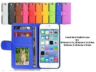 $4.95 • Buy For IPhone 4 IPhone 5 5s Se IPhone 6 6S 7+ Flip CREDIT CARD Slot Wallet Case AU