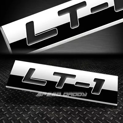 Metal Grill Trunk Emblem Decal Logo Trim Badge Polished Black Lettering Lt1 • $4.99