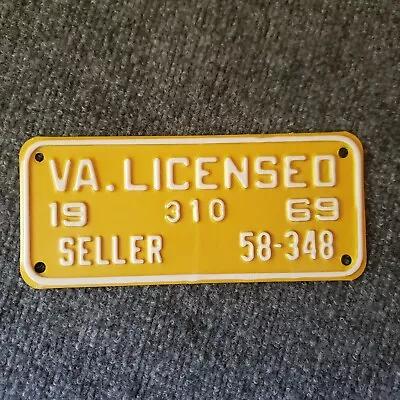 Vintage Virginia Painted Embossed Metal VA. LICENSED SELLER License Plate NOS • $39.99
