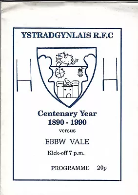 £6.99 • Buy Ystradgynlais v Ebbw Vale 13 Nov 1990 Welfare Ground,  RUGBY PROGRAMME