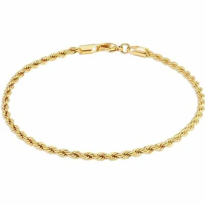 10K Yellow Gold 1.5MM Diamond Cut Rope Chain Bracelet - 7  Inch - For Womens • $54