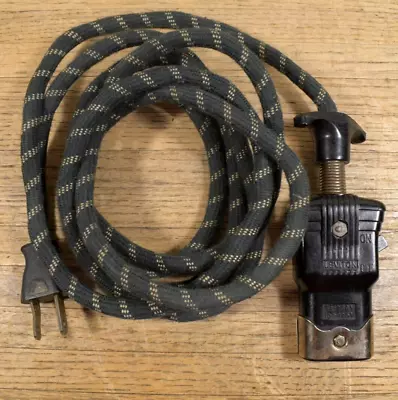 Vtg Leviton 2-Prong Appliance Power Cord W/ Switch Cloth Covered Cable Bakelite • $27.95