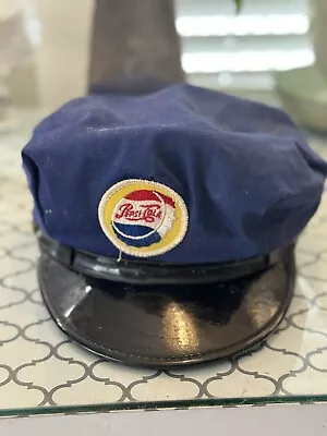 Vintage 1950’s Pepsi Cola Delivery Driver Hat Officer Blue Black Brim Worn • $53