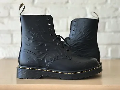 Dr. Martens 1460 Flames Embossed Black Leather Boots 3D Shoes Women's Size 7 New • $149.99