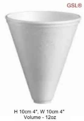 25 X 12oz 350ml Dart Polystyrene Foam Cone Cups - Chips Ice Cream BBQ Party • £6.98