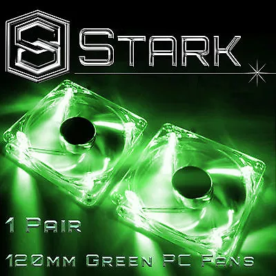 Green 120mm 4-LED Quad Light Neon PC Computer Case Clear Cooling Fan Mod X2 • $16.79