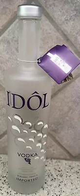 IDOL BURGUNDY FRANCE Glass Vodka Bottle FROSTED Reflective Grapes 12 3/4   EMPTY • $2