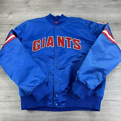 Vintage New York Giants Starter Jacket Satin Bomber Coat NFL VTG 90s Size L • $98