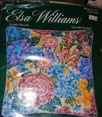 Elsa Williams Coussin Floral Pillow Needlepoint Kit NIP 14 X 14 Flower Wool Yarn • $27.99