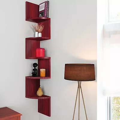 5x Tier Zig Zag Corner Shelves Wall Mounted Book Shelf Storage Display Racks • £19.76