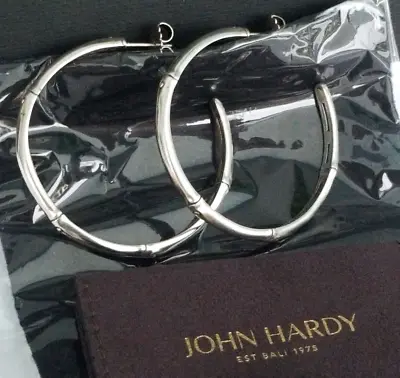 JOHN HARDY *Extra Large 2  Bamboo Sterling Silver Hoop Earrings - Pristine! $450 • $285