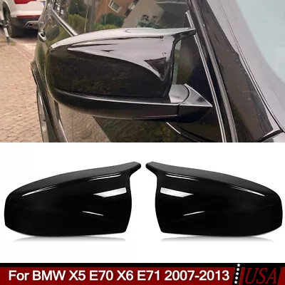 For BMW X5 E70 X6 E71 2007-2013 M Style Side Wing Mirror Cover Cap Gloss Black • $31.99