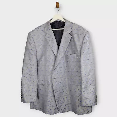 Tallia Blazer Men's 56R Blue Floral Modern Bumble Bee Lined Sport Coat Jacket • $49.99