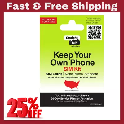 Straight Talk Keep Your Own Phone SIM Kit No Airtime - Prepaid 5G† Network. • $3.99