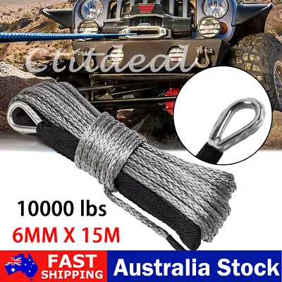 6mm X 15M Grey Winch Rope Dyneema SK78 Synthetic Tow Car Recovery Cable 4x4 Boat • $24.95