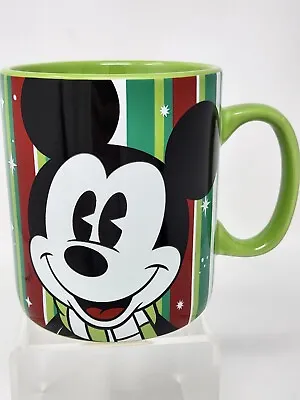 Christmas Micky Mouse Oversized Coffee Cup Mug Green Striped Disney Galerie 26oz • $10.99