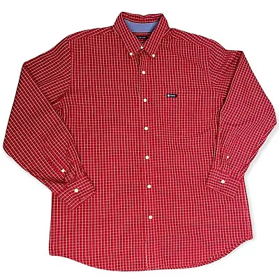 Chaps Ralph Lauren Shirt Red Long Sleeve Tartan Lumberjack Plaid Smart Casual L • £15