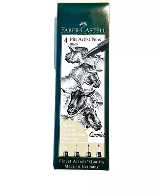 Faber Castell Pitt Artist Pens Black India Ink Fineliner 4 Piece Set 167115 • $9