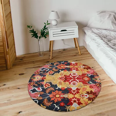 Hand Tufted Wool 8'x8' Round Area Rug Floral Multicolor BBH Homes BBK00732 • $237.58