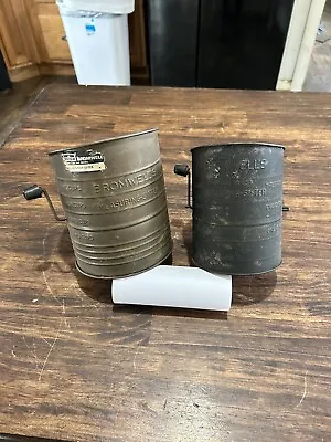 Lot Of Two Antique Vtg Bromwells Flour Sifters  • $0.99