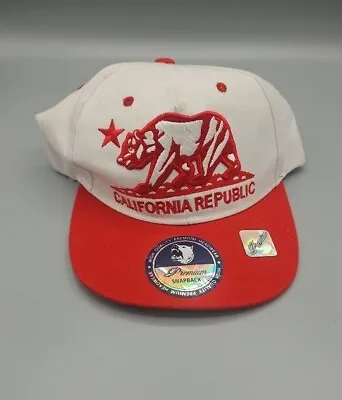 Premium California Republic State Snapback Hat Cap Red White Flat Brim Tags (G) • $22