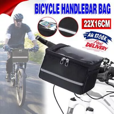 Bicycle Handlebar Basket Bag Bike Reflective Front Pannier Tube Waterproof AU • $8.99