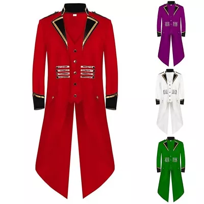 Cosplay Tailcoat Mans Outfit Victorian Tuxedo Swallow Tail Jacket Trench Coat • £33.46