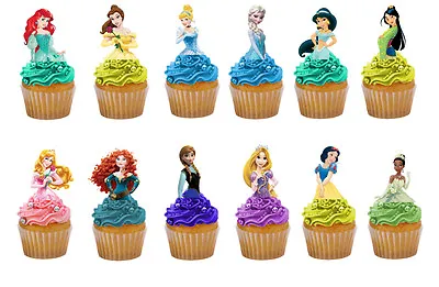 £4.95 • Buy 24 Precut Disney Princess Half Body Edible Cake Toppers Premium Wafer Card