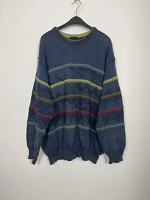 Vintage 80s 90s Knit Jumper Westbury C&A Abstract Pattern Mens Cosby Pullover • £15.99