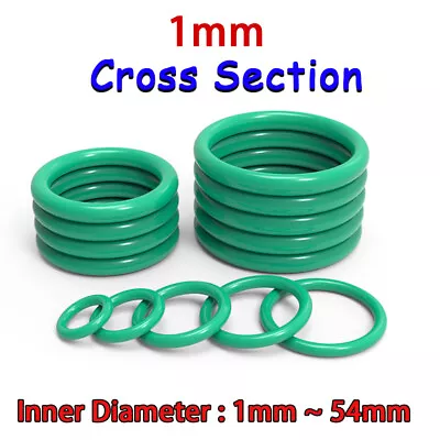 Metric FKM Rubber O Ring Seals 1mm Cross Section 1mm - 54mm Internal Dim Green • £1.64