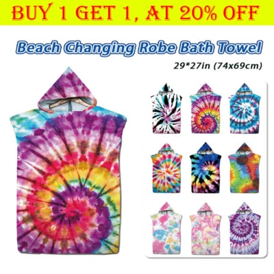 Quick Dry Kid Adult Beach Towel Changing Robe Bath Hooded Poncho Bathrobe Towel~ • £9.88