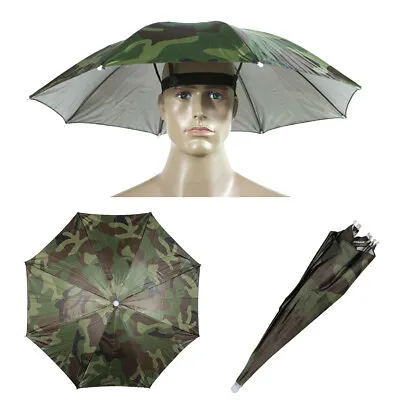 Kids Camouflage Foldable Sun Rain Umbrella Hat Outdoor Cap Novelty Headwear • £5.19